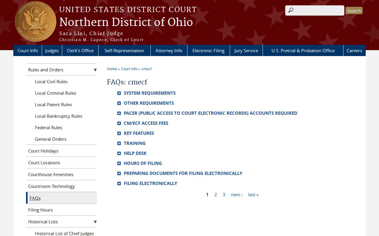Ashland County court docket: Federal district electronic-access and fee guidance.